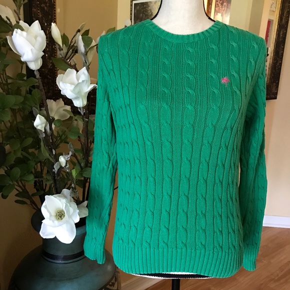 Lilly Pulitzer Sweaters - Lilly Pulitzer Sweater Cable Knit Pink Palm Tree